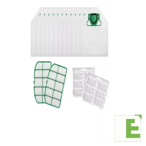 Kit Folletto Vk 200 e 200S 12 Sacchetti + 12 Profumini + 2 Filtri Compatibili