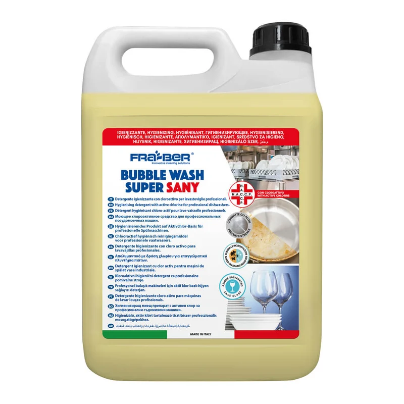 Bubble Wash Super Sany di Fra-Ber Detersivo Lavapiatti Igienizzante* e Sgrassatore per Lavastoviglie