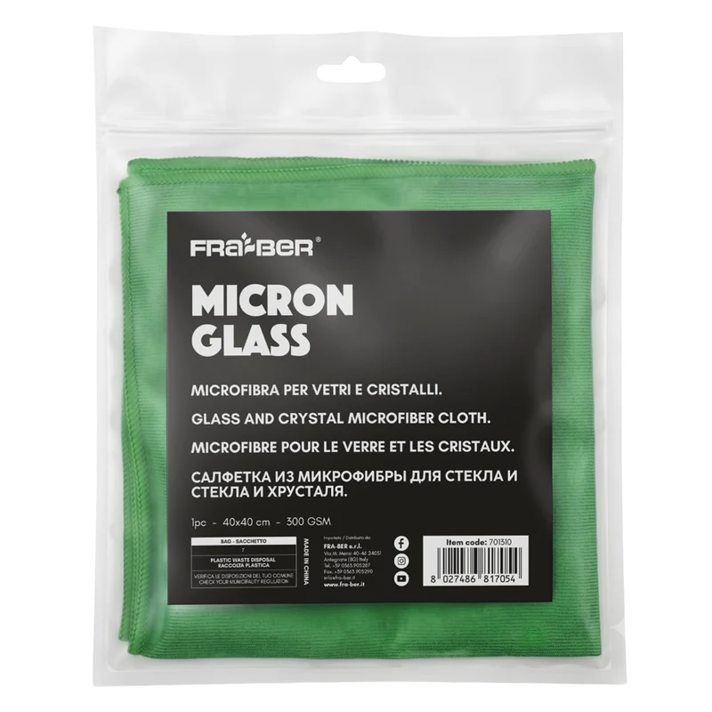 Micron Glass di Fra-Ber Panno in Microfibra per Vetri e Finestrini Auto