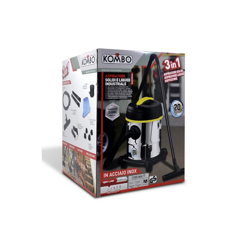 Aspiratore 20 Lt Acciao Inox Solidi/Liquidi 1300w