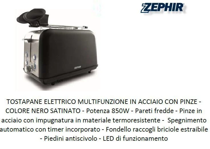 Tostapane Multifunzione 850W con Timer Nero
