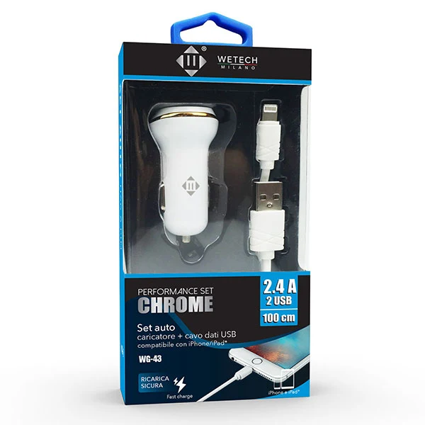 Adattatore Auto 2,4a Usb + Cavo Lighting