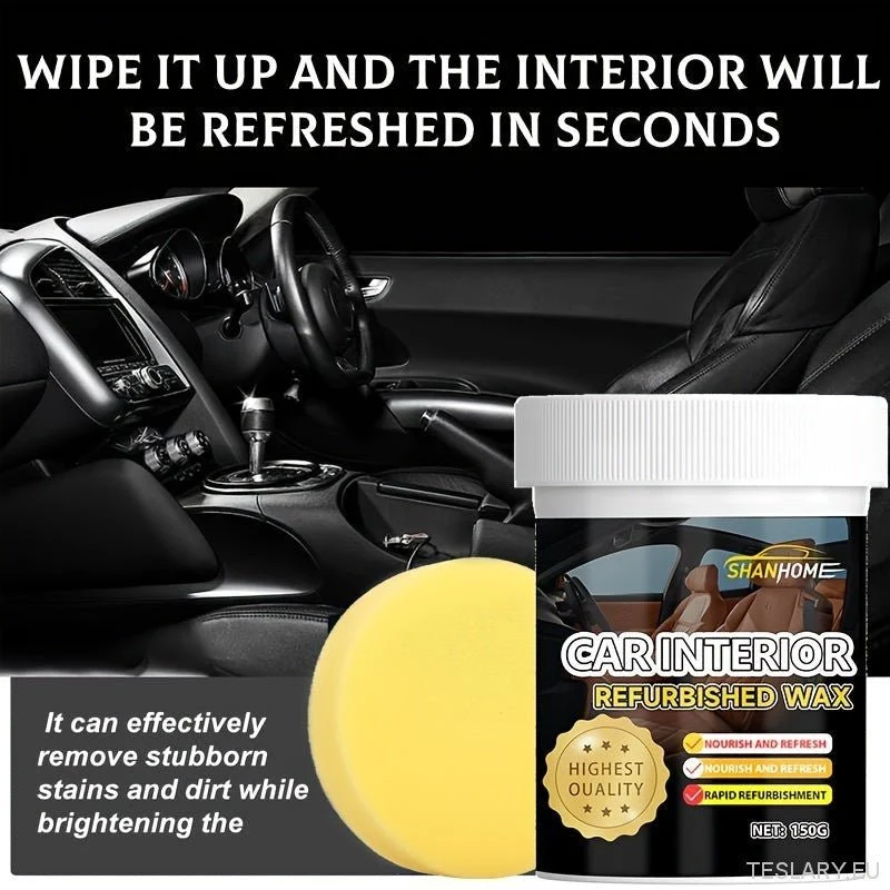 150 ml:n Ultimate Car Interior Restorer Wax, kojelaudan ja nahkaistuinten hoitoaine, renkaiden kiillon tehostaja, sohville, kengille, nahkatakeille, auton sisätilojen hoitoon, sieni mukana, PVC-materiaali, yleismalli