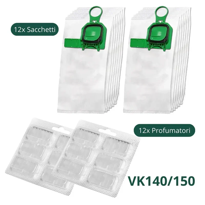 Kit 2x Sacchetti e Profumatori Compatibili Folletto Vk 140/150