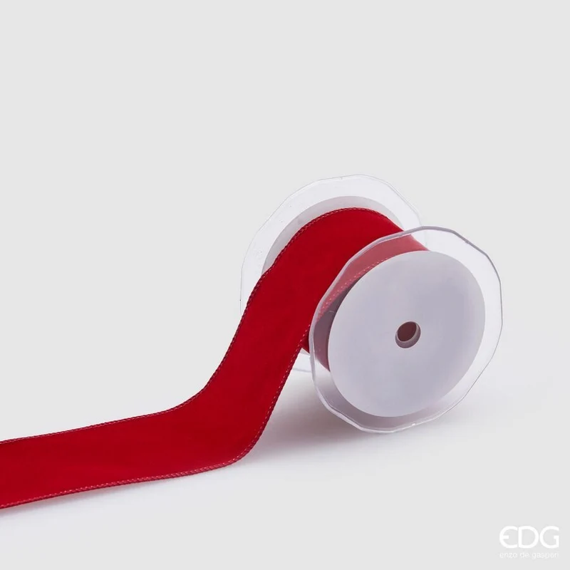 Nastro natalizio in velluto rosso scuro Calume H6,5cmx10m | EDG