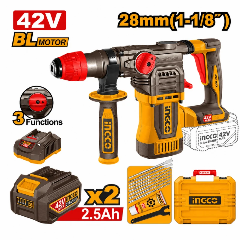 Martello demolitore 42v brushless a batteria 3 funzioni
