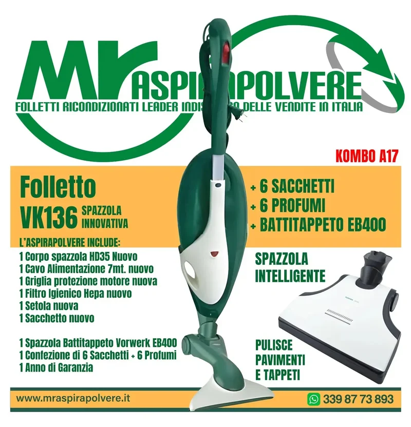 Combo A17 Folletto VK136 rigenerato con Battitappeto EB400