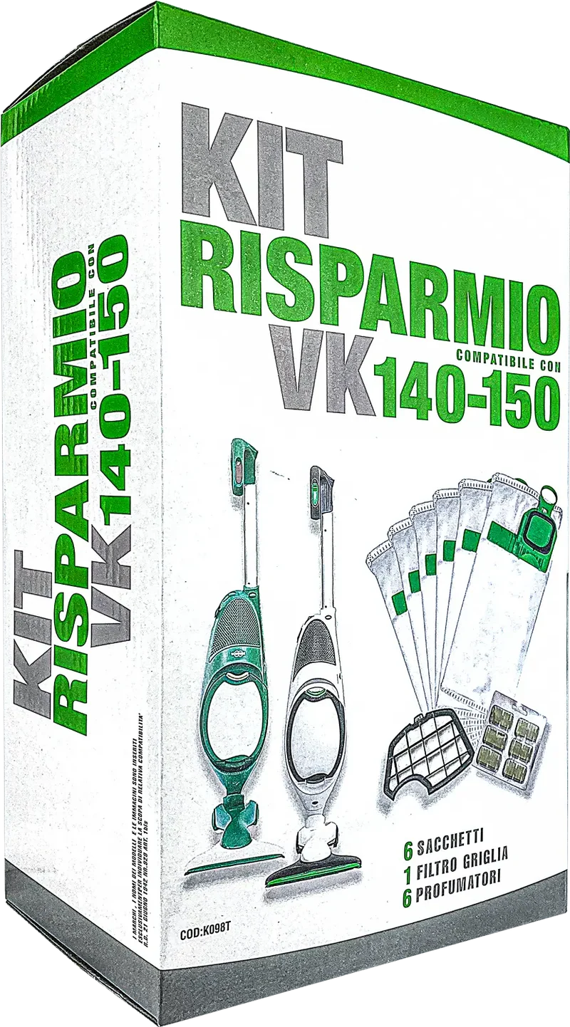 Kit Risparmio VK140 VK150 con Sacchetti, Profumatori e Filtro Griglia