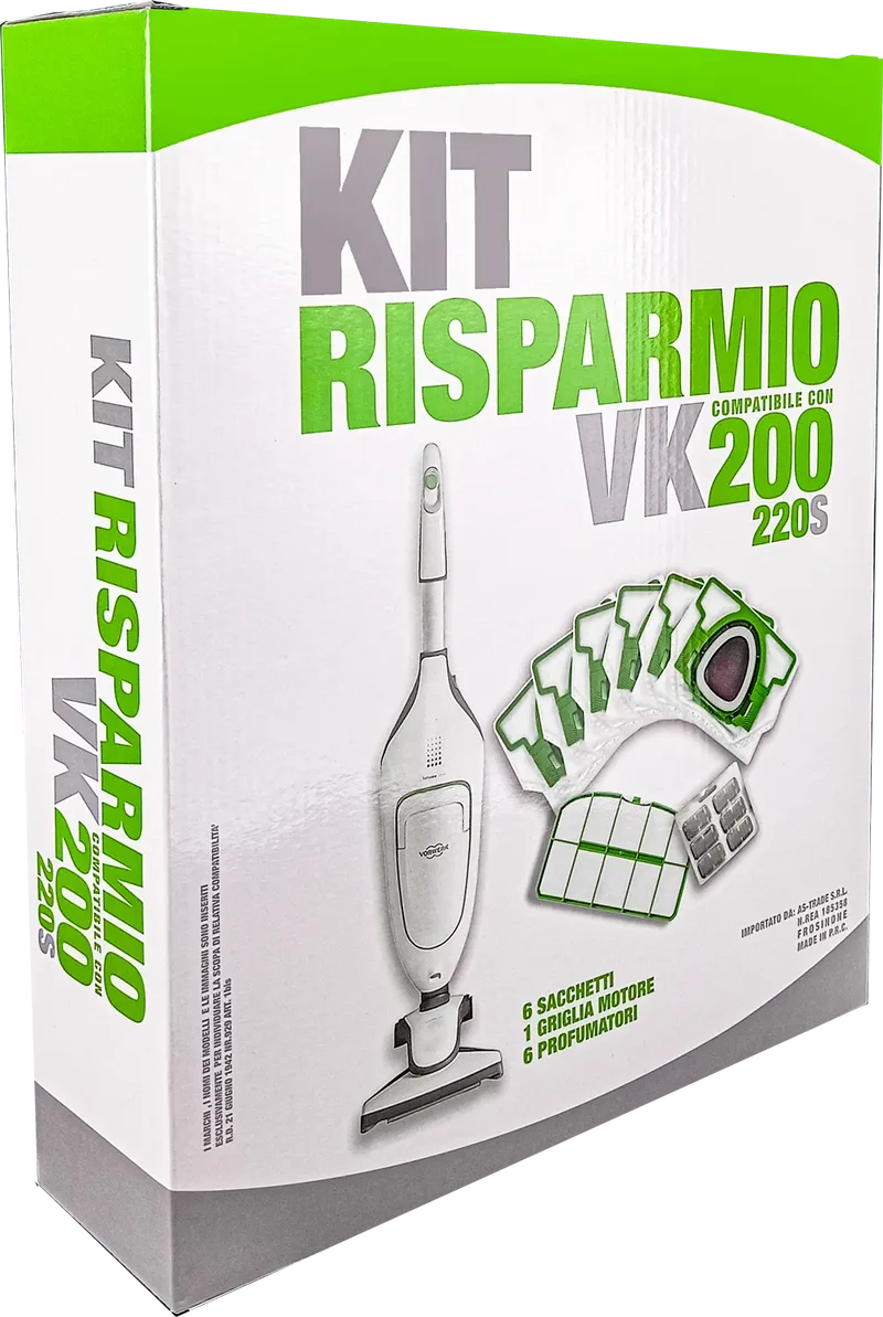 Kit Risparmio VK200 con Sacchetti, Profumatori e Griglia Motore