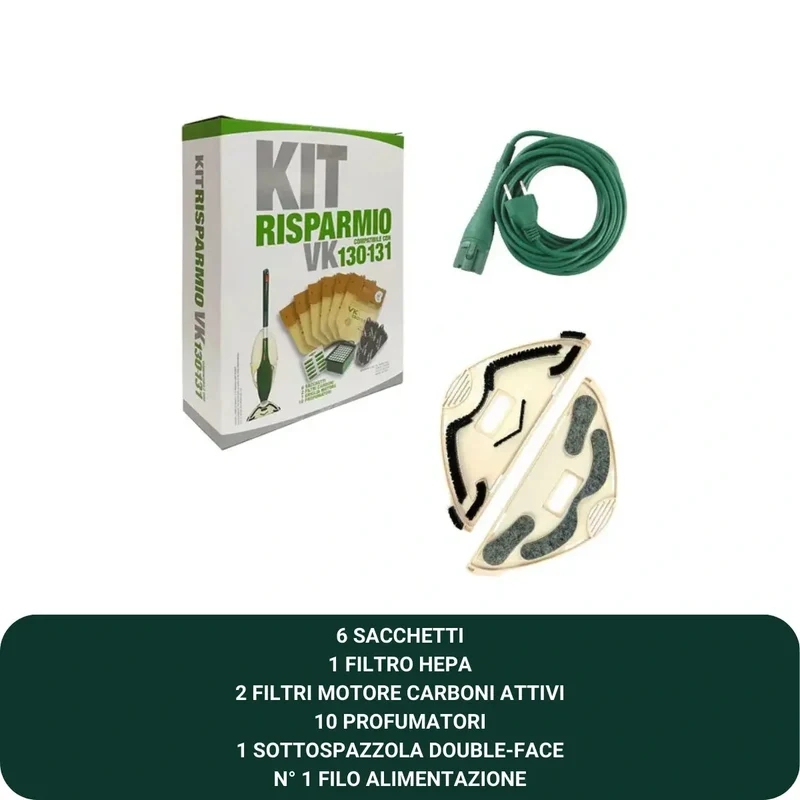 Kit Risparmio, Sottospazzola, Filo di alimentazione per folletto VK130-VK131