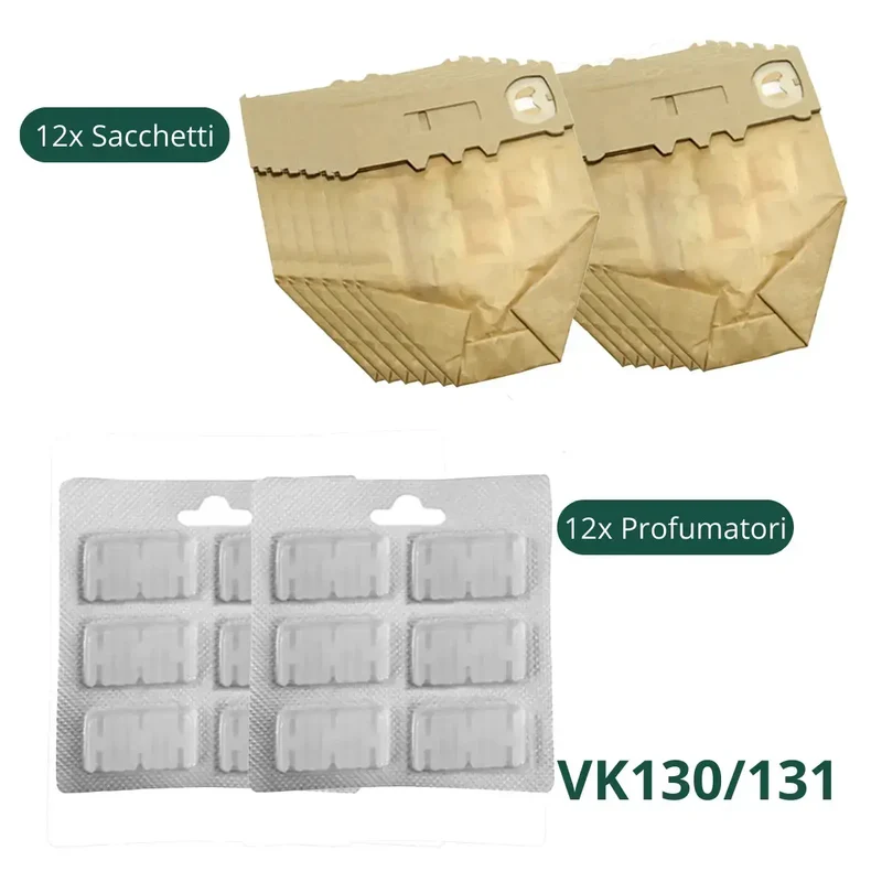 Kit 2x Sacchetti e Profumatori Compatibili Folletto Vk 130/131
