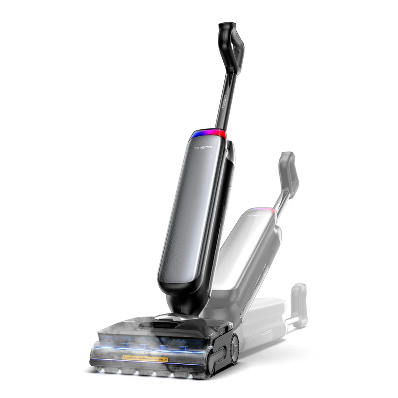 Tineco Aspirapolvere Lavapavimenti Verticale Floor One S9 Artist Steam Pro, Secco e Bagnato, Senza Sacchetto, Batteria 90 min, Vapore 160°C, Nero/Argento
