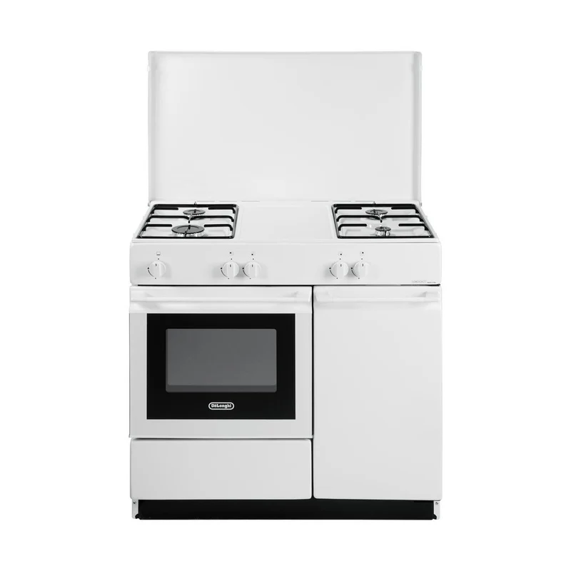 De Longhi Cucina a gas bianca 4 fuochi con forno a gas 42L piano smaltato 86x50x85 cm