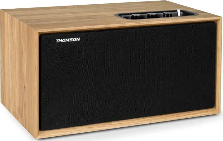 Thomson WS102TWH Altoparlante Bluetooth 5.3 con Stazione Meteo Bianco/Legno
