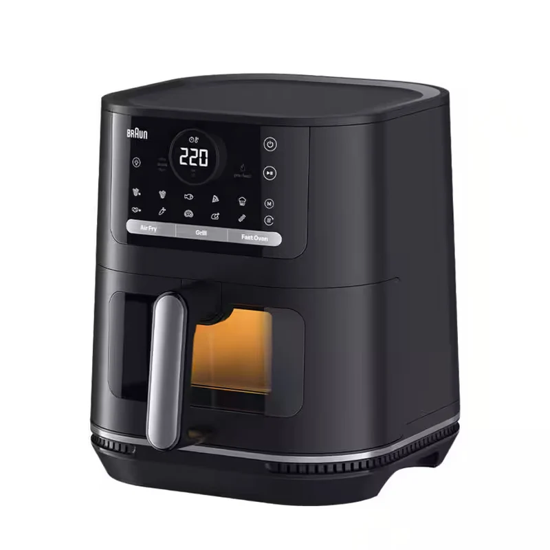 Braun Friggitrice ad Aria Calda HF5075 2000W 6L 20 Programmi Rivestimento Ceramico Nero/Grigio