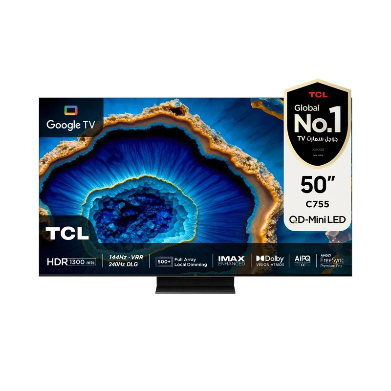 TCL Smart TV 55C7L 55" SQD-Mini LED 4K Ultra HD Google TV 144Hz Dolby Vision HDR10+ Dolby Atmos Bang & Olufsen Nero