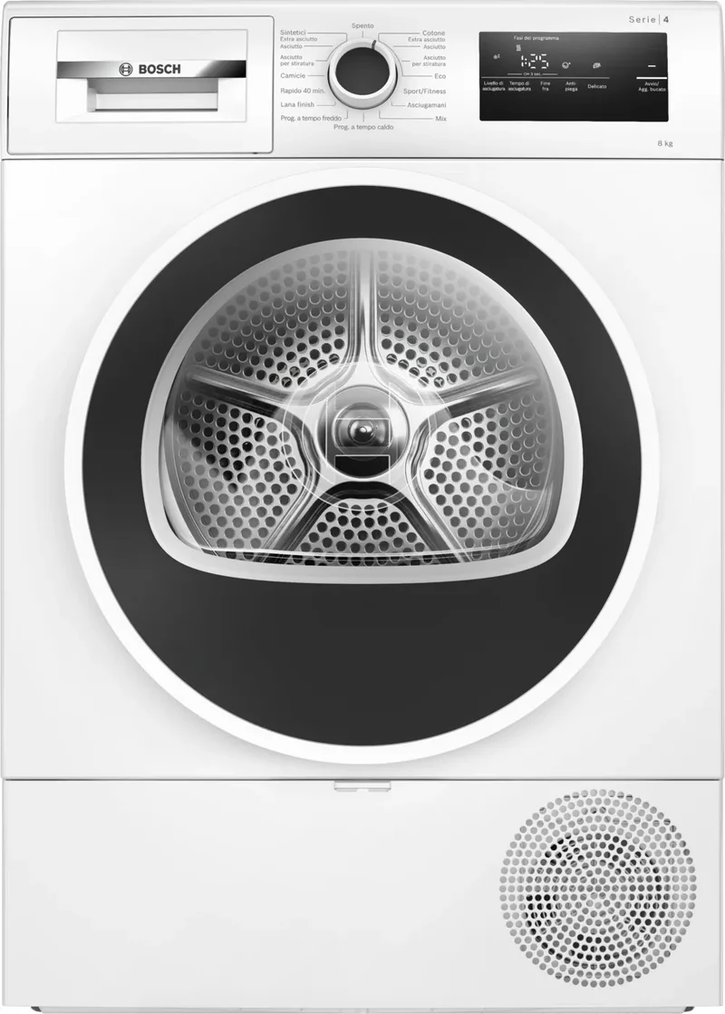 Asciugatrice a Pompa di Calore Bosch Serie 4 WTH85218II 8 kg Bianca