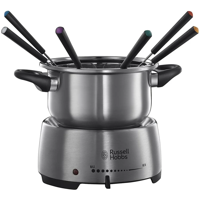 Russell Hobbs Fiesta Set per Fonduta 22560-56 Con 6 forchette da Fonduta Pentola in acciaio da 1,7 L 1200 W