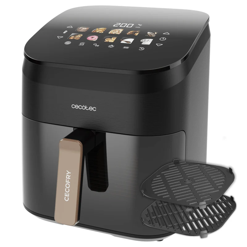 Cecotec Friggitrice ad Aria Cecofry&Grill Smokin' 6500 6,5 L 2200W Doppia Resistenza Affumicatore Integrato 10 Programmi