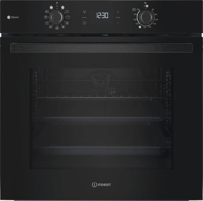 Indesit Forno Elettrico da Incasso Nero IO K58HS B Multifunzione Steam&Clean 71L
