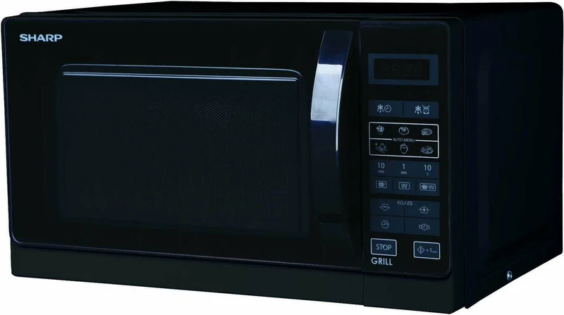 Sharp R-742BKW Microonde con Grill 25L Nero 900W Touch Superficie Piana Piatto 31,5cm