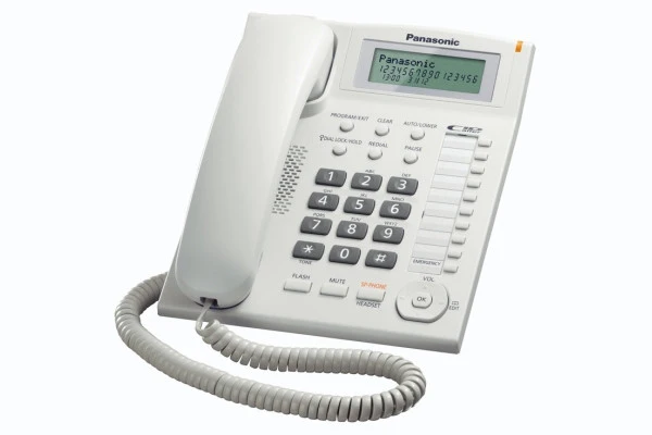 Panasonic KX-TS880 Telefono Fisso Bianco con Vivavoce, Display LCD e ID Chiamate