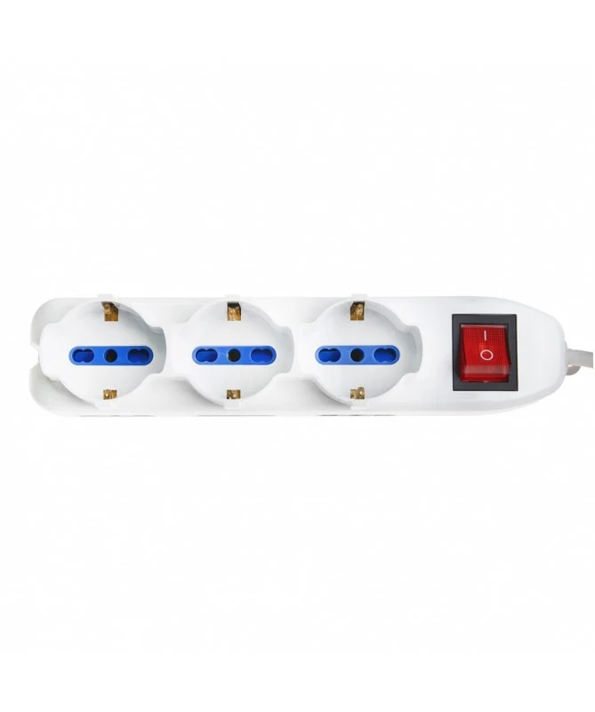 Vultech Multipresa 9 prese con interruttore, 16A, cavo 1,5m, bianco - MU-02