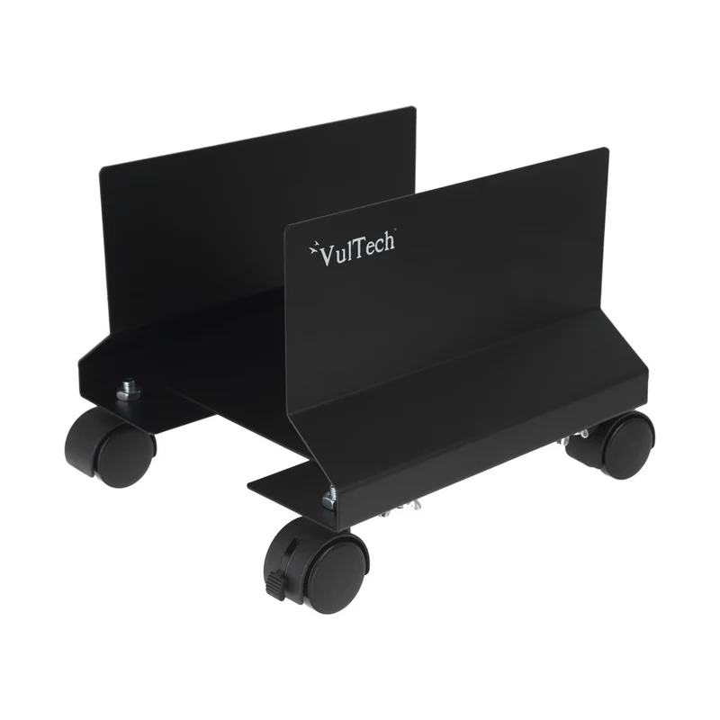 Vultech CP-01 Supporto CPU Carrello Universale Nero Alluminio 50kg 4 Ruote Regolabile
