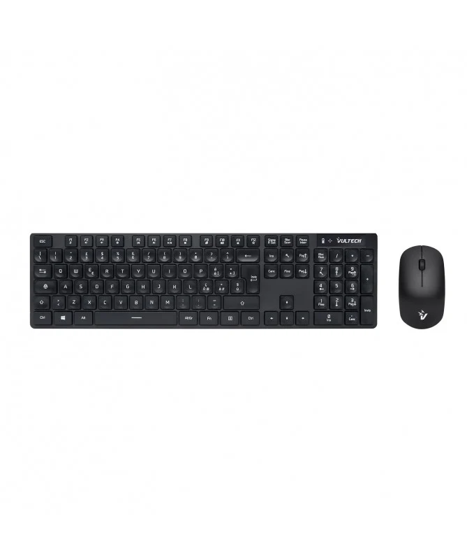 Vultech KM-831W Kit Tastiera e Mouse Wireless Nero 105 Tasti QWERTY Italiano 2.4GHz
