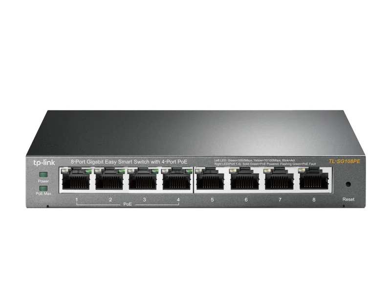 TP-Link TL-SG108PE Switch di Rete Gestito L2 8 Porte Gigabit 4 PoE Nero