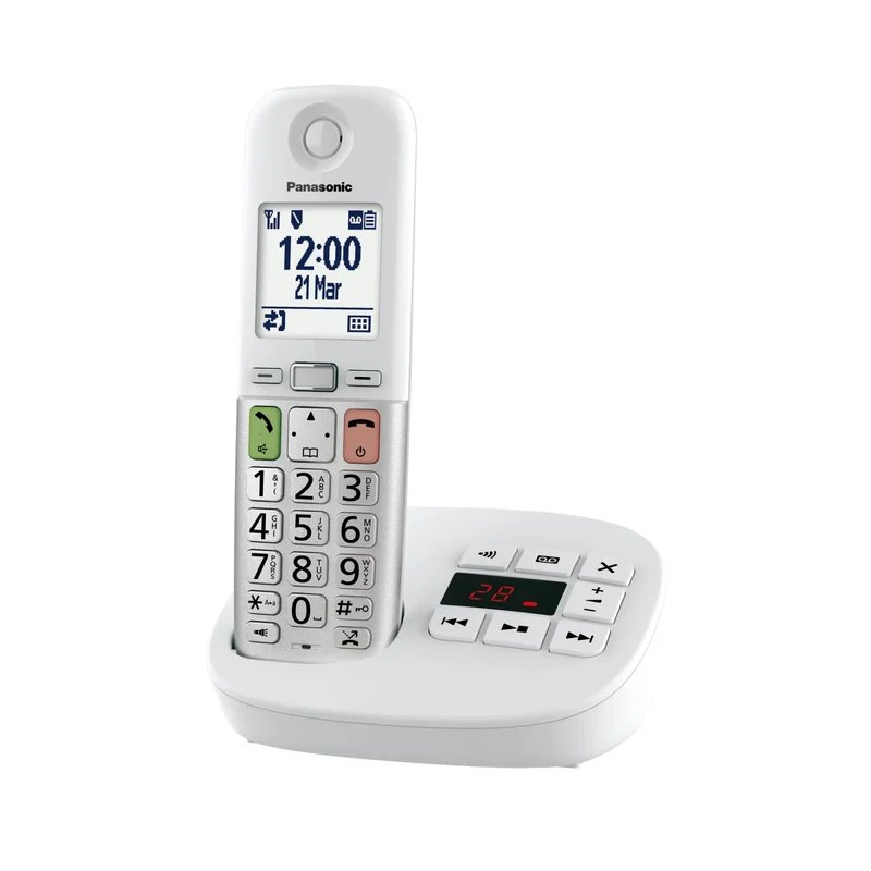 Panasonic Telefono Cordless DECT KX-TGU430EXW con Segreteria Telefonica, Display LCD 2.4", Vivavoce, Compatibile Apparecchi Acustici, Bianco