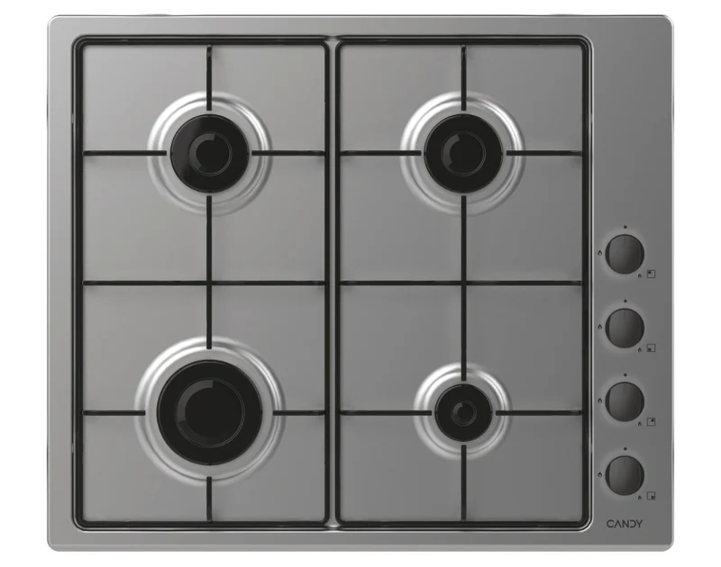 Candy CHW6LBX Piano Cottura Gas 4 Fornelli da Incasso in Acciaio Inox 59.5 cm