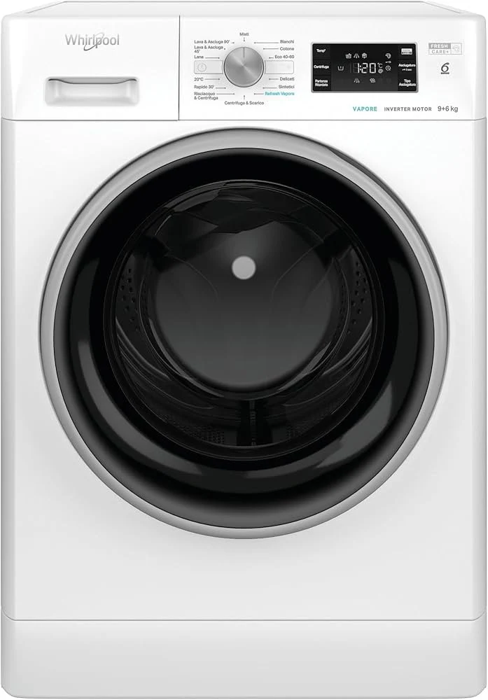 Whirlpool Lavasciuga FFWDB 964489 BSV IT 9+6 kg Carica Frontale 1400 Giri/min 6° SENSO FreshCare+ Vapore Classe C Bianco