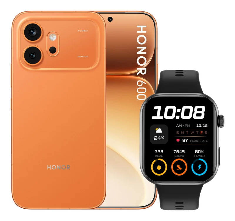 Honor 600 Smartphone 6.57" 5G, Snapdragon 7 Gen 4, 8 GB RAM, 256 GB, 200 MP, 6400 mAh, Android 16, Arancione