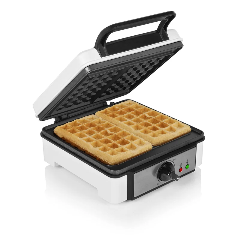 Princess Piastra per Waffle 132397 1200W 2 Waffle Belgi Rettangolari Termostato Regolabile Antiaderente Nero/Bianco