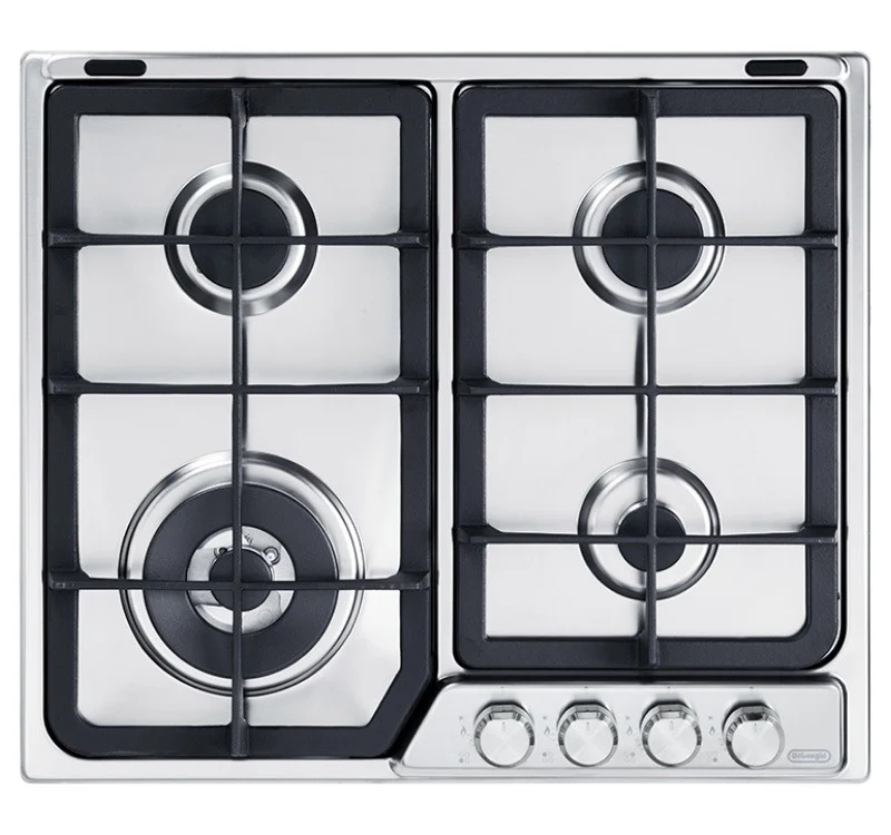 De'Longhi Piano Cottura a Gas 4 Fornelli da Incasso 60cm Acciaio Inox con Wok