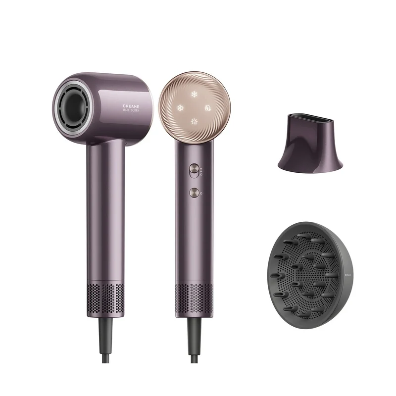 Dreame Glory Combo Asciugacapelli AHD6A, 110.000 giri/min, 70 m/s, 1600W, Ioni Negativi, 4 Temperature, Viola
