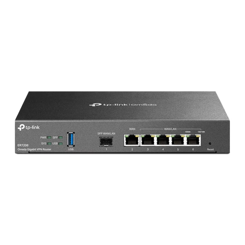 TP-Link Omada ER7206 Router VPN Multi-WAN Gigabit Ethernet 5 Porte LAN RJ-45 1 Slot SFP 512 MB RAM Nero