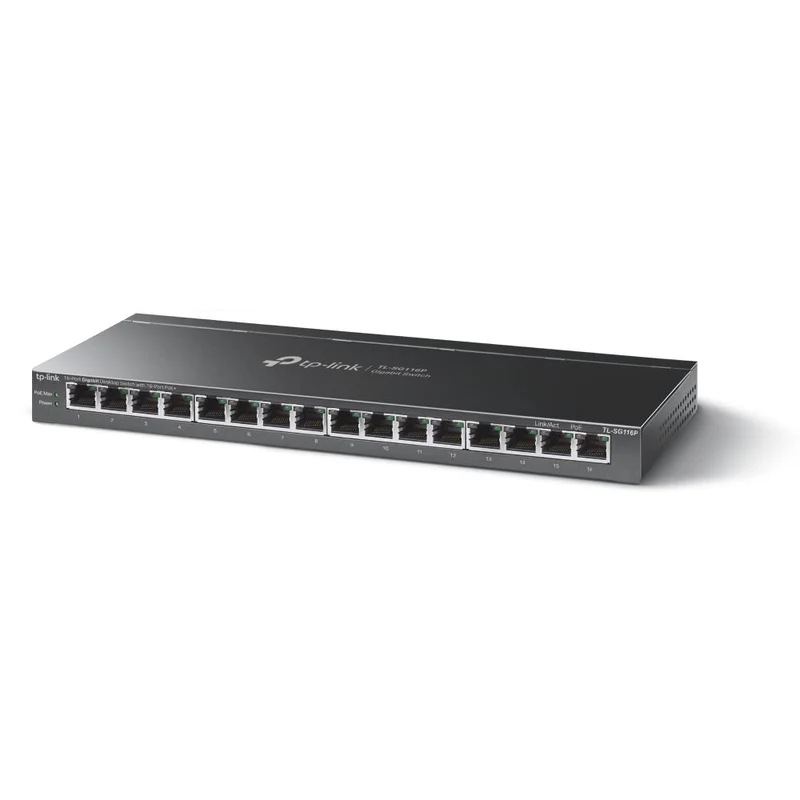TP-Link TL-SG116P Switch Gigabit Desktop 16 Porte PoE+ 802.3af/at 120W Power Budget