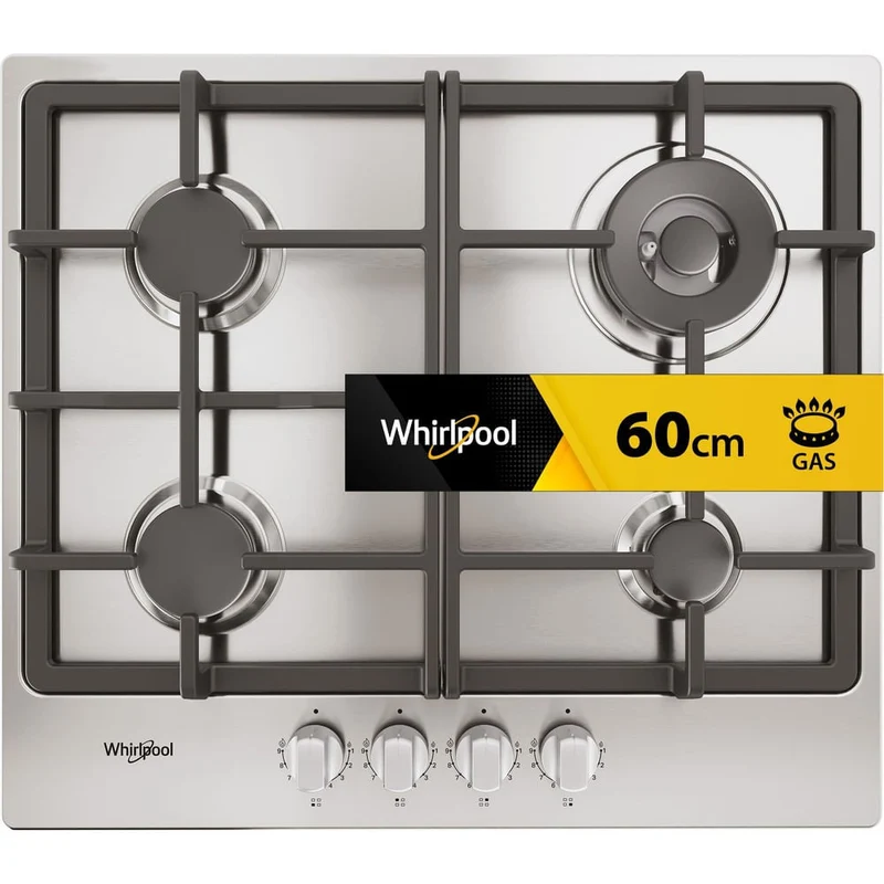 Whirlpool Piano Cottura a Gas TGML 661 IX R 4 Fuochi 58 cm Acciaio Inox Da Incasso