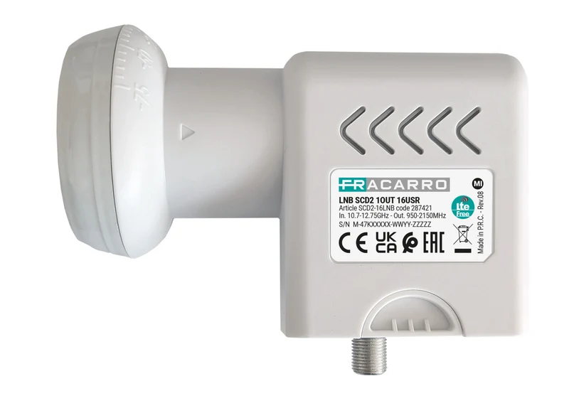 Fracarro LNB SCD2 SCD2-16LNB Convertitore Satellitare 1 Uscita dCSS 4 Decoder SCR 12 Frequenze Filtro LTE 287421