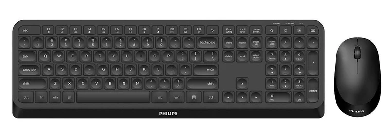 Philips SPT6307B/34 Set Tastiera Full-size e Mouse Wireless Nero 1600 DPI