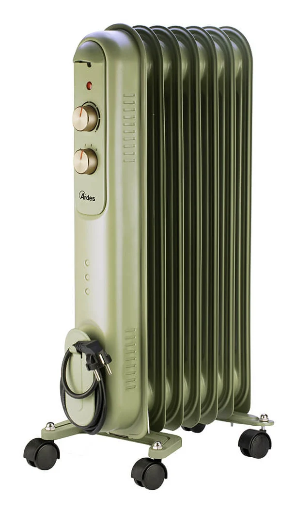 Ardes Radiatore ad olio AR4R07VIN 1500W 7 elementi verde con termostato regolabile