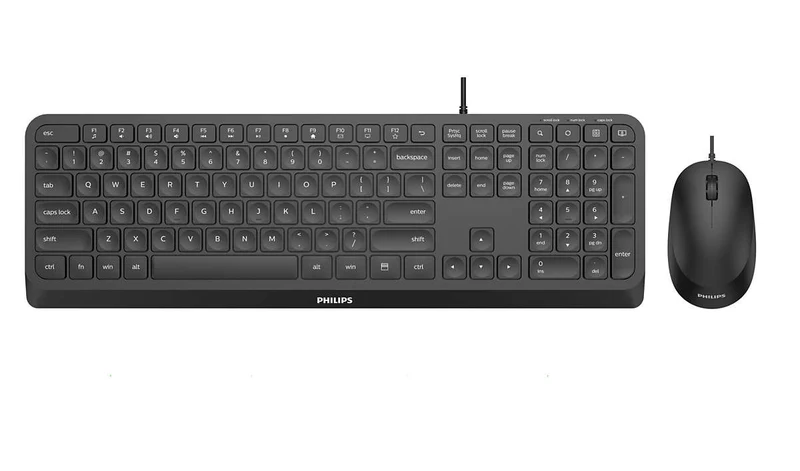 Philips SPT6207B34 Tastiera e Mouse USB Cablati Nero Set Completo Serie 2000