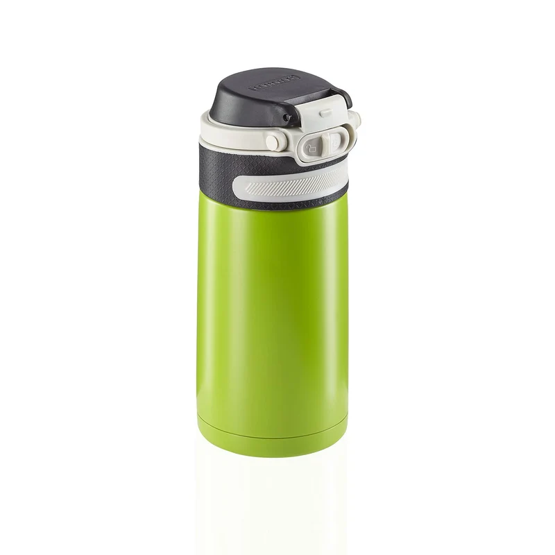 Leifheit Flip Borraccia Termica 3249 in Acciaio Inox, Doppia Parete, 350 ml, Verde Kiwi