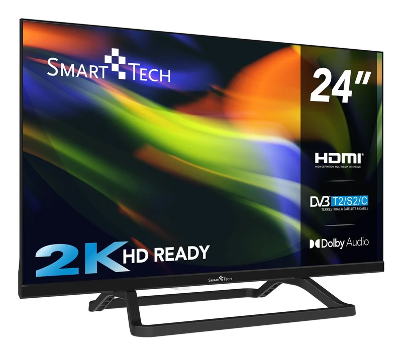 Smart-Tech TV LED 24" 24HN01V3CA HD DVB-T2/S2/C 3 HDMI Doppia Alimentazione 12V/220V Nero