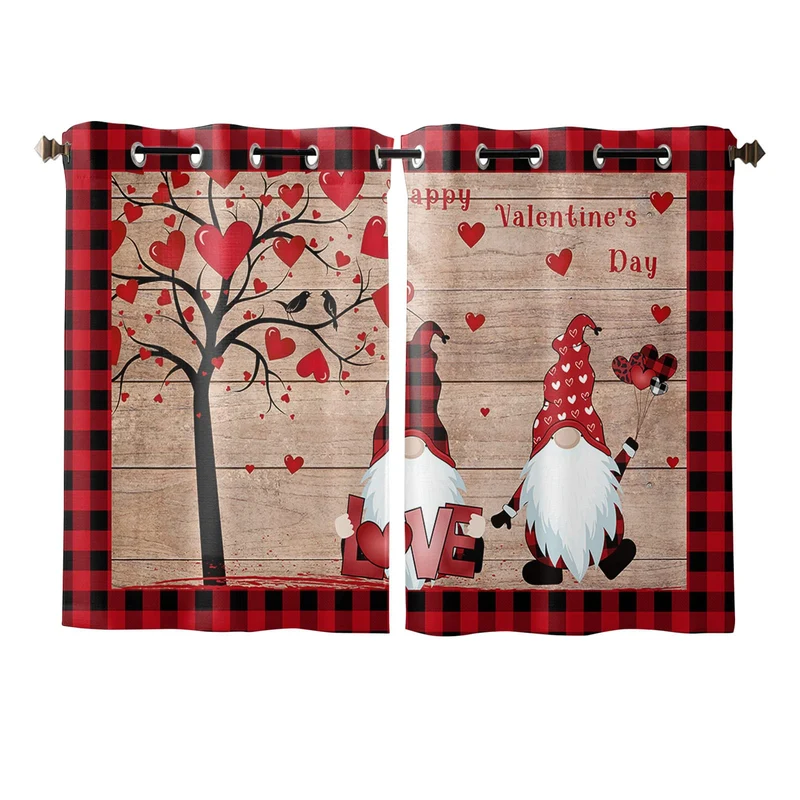 HOMECOLLECT Tenda Semitrasparente con Gnomi San Valentino 2 Pannelli 132 x 183 cm