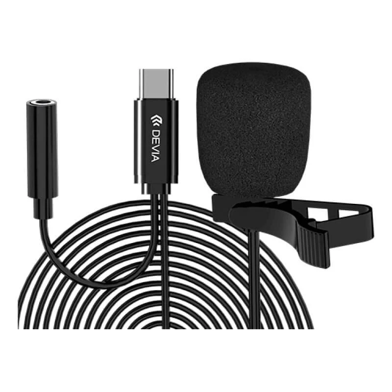 Devia Smart Series Microfono a Filo per Smartphone Connettore USB-C con Riduzione del Rumore, Cavo 1,5 m