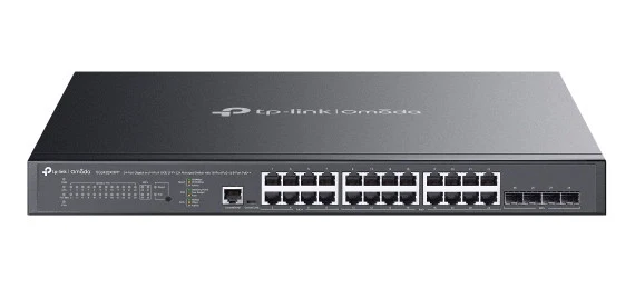 TP-Link Omada SG3428XMPP Switch Gestito L2+ 24 Porte Gigabit PoE+ 16P/PoE++ 8P 4 Slot SFP+ 10G Budget PoE 500W Rack 1U