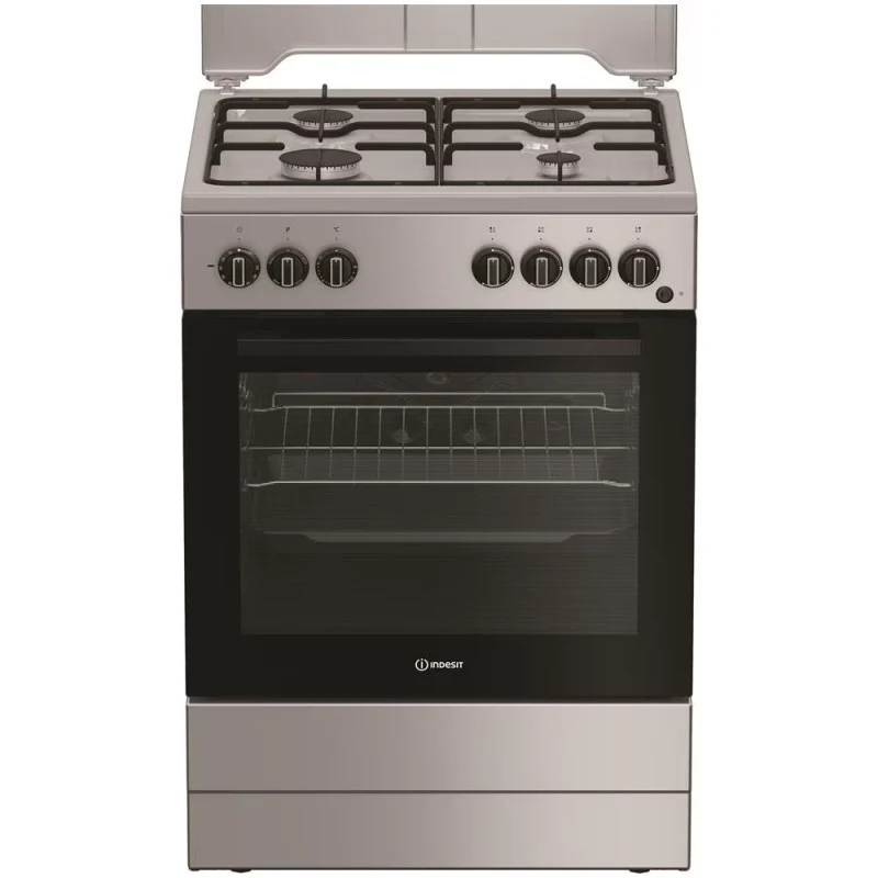 Indesit I6G3PMS Cucina a Gas 60 cm 4 Fuochi Forno Elettrico con Grill 73 L Acciaio Inox Classe A